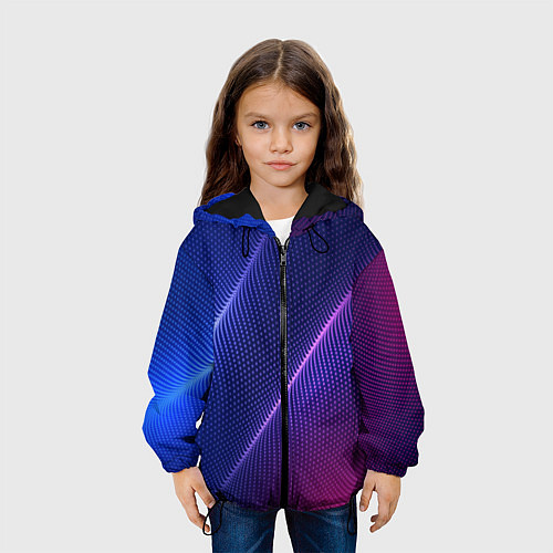 Детская куртка Фиолетово 3d волны 2020 / 3D-Черный – фото 3