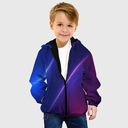 Куртка с капюшоном детская Фиолетово 3d волны 2020, цвет: 3D-черный — фото 2