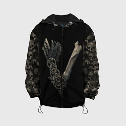 Куртка с капюшоном детская Vikings bones logo, цвет: 3D-черный