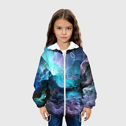 Куртка с капюшоном детская Космос фрактал, цвет: 3D-белый — фото 2
