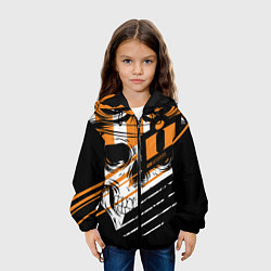 Куртка с капюшоном детская Череп Icon оранжевый, цвет: 3D-черный — фото 2
