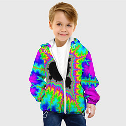 Куртка с капюшоном детская Фрактальная кислотная черная дыра - множество Манд, цвет: 3D-белый — фото 2