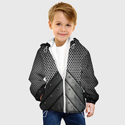 Куртка с капюшоном детская Броня металлическая, цвет: 3D-белый — фото 2