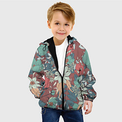 Куртка с капюшоном детская Цветочный арт, цвет: 3D-черный — фото 2
