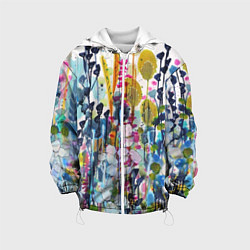 Куртка с капюшоном детская Watercolor Flowers, цвет: 3D-белый