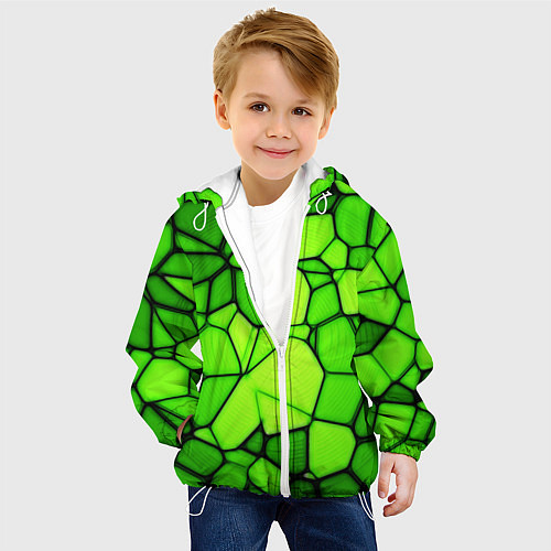 Детская куртка Зеленая мозаика / 3D-Белый – фото 4