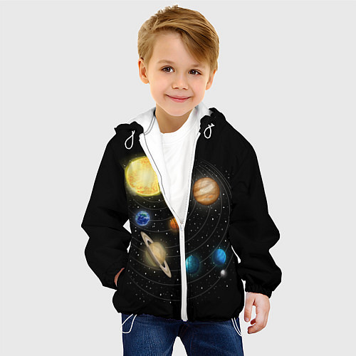 Детская куртка Солнечная Система / 3D-Белый – фото 4