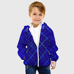 Куртка с капюшоном детская Сине-черная геометрия 3D, цвет: 3D-белый — фото 2