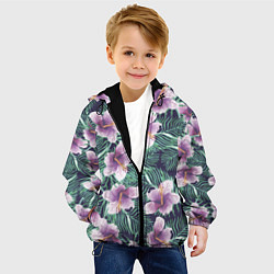 Куртка с капюшоном детская Тропический цветок, цвет: 3D-черный — фото 2