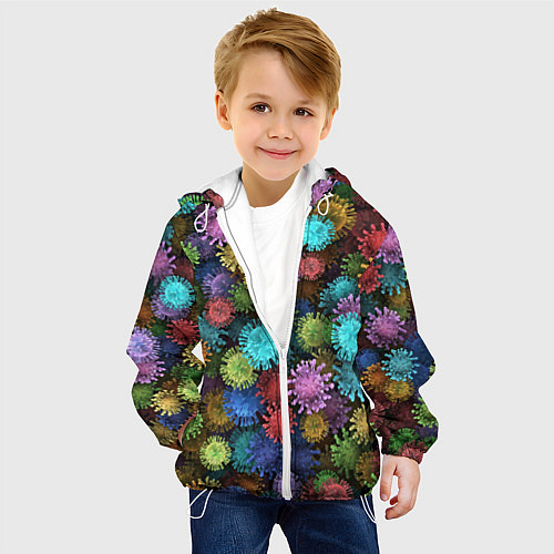 Детская куртка Разноцветные вирусы / 3D-Белый – фото 4