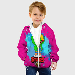 Куртка с капюшоном детская Brawl Stars Leon брызги, цвет: 3D-белый — фото 2