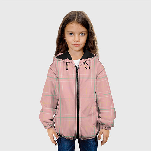 Детская куртка Шотландка Розовая / 3D-Черный – фото 3