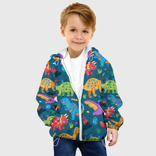 Детская куртка Арт с динозаврами / 3D-Белый – фото 4