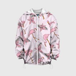 Куртка с капюшоном детская Розовый фламинго, цвет: 3D-белый