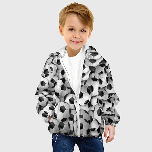 Детская куртка Футбольные мячи много / 3D-Белый – фото 4