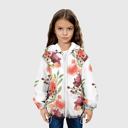 Куртка с капюшоном детская Цветы на белом, цвет: 3D-белый — фото 2