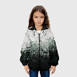 Куртка с капюшоном детская Разводы жидкость абстракция, цвет: 3D-черный — фото 2
