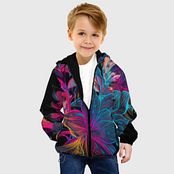 Куртка с капюшоном детская Flowers Неон, цвет: 3D-черный — фото 2