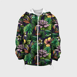 Куртка с капюшоном детская Летние цветы, цвет: 3D-белый