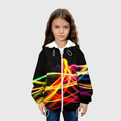 Куртка с капюшоном детская АБСТРАКТНЫЕ ЛУЧИ, цвет: 3D-белый — фото 2