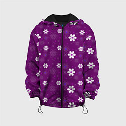Детская куртка Узор цветы на фиолетовом фоне