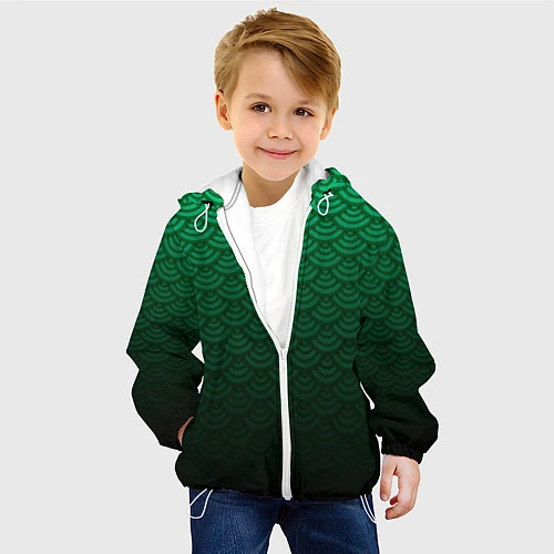 Детская куртка Узор зеленая чешуя дракон / 3D-Белый – фото 4