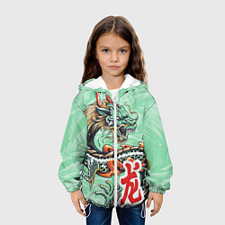 Куртка с капюшоном детская Изумрудный дракон, цвет: 3D-белый — фото 2