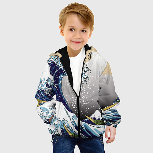 Детская куртка The great wave off kanagawa / 3D-Черный – фото 4