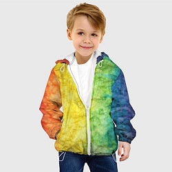 Куртка с капюшоном детская Разноцветный акварель градиент, цвет: 3D-белый — фото 2