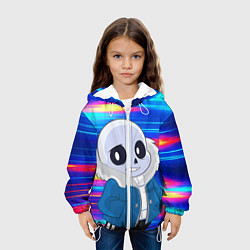 Куртка с капюшоном детская Sans undertale Санс, цвет: 3D-белый — фото 2