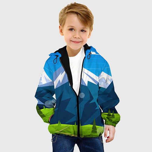 Детская куртка Горы пейзаж природа вектор / 3D-Черный – фото 4