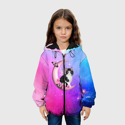 Детская куртка Котик На Луне / 3D-Черный – фото 3