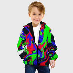 Куртка с капюшоном детская Абстрактные краски, цвет: 3D-черный — фото 2