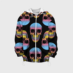 Куртка с капюшоном детская Neon skull!, цвет: 3D-белый
