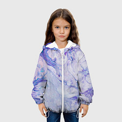 Куртка с капюшоном детская Разводы сиреневой краской, цвет: 3D-белый — фото 2