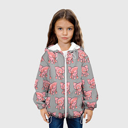 Куртка с капюшоном детская РОЗОВЫЕ СЛОНИКИ ПАТТЕРН, цвет: 3D-белый — фото 2