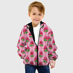 Куртка с капюшоном детская Декор из нежных роз, цвет: 3D-черный — фото 2