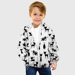 Куртка с капюшоном детская КОШКИ ЧЕРНОЕ НА БЕЛОМ, цвет: 3D-белый — фото 2