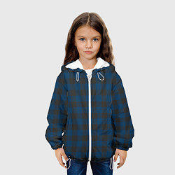Куртка с капюшоном детская Темно синяя Клетка, цвет: 3D-белый — фото 2