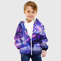 Куртка с капюшоном детская Cyberpunk city, цвет: 3D-белый — фото 2