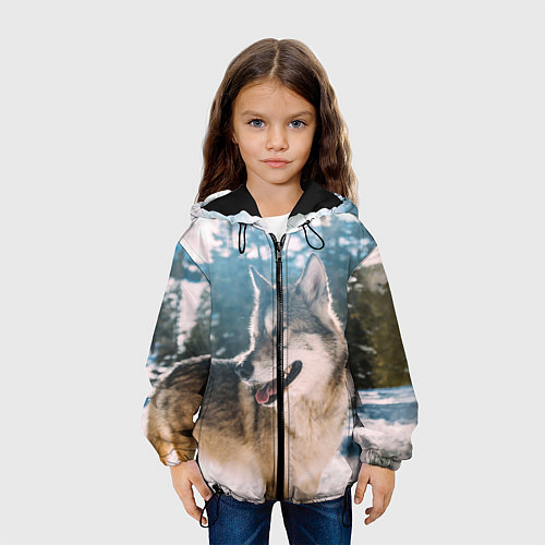 Детская куртка Волк и снег / 3D-Черный – фото 3