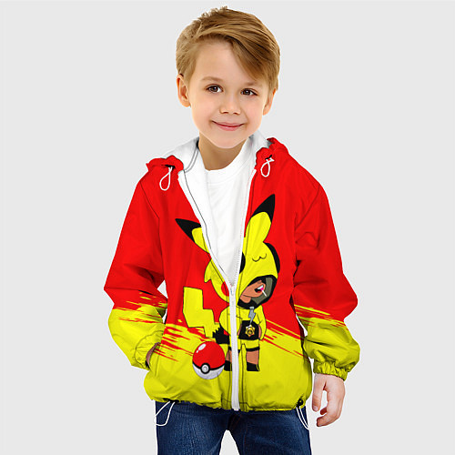 Детская куртка Brawl starsLeon pikachu / 3D-Белый – фото 4