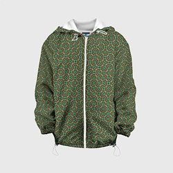 Куртка с капюшоном детская Зеленые круги, цвет: 3D-белый