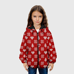 Куртка с капюшоном детская Красный рождественский свитер, цвет: 3D-черный — фото 2