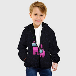 Куртка с капюшоном детская Among us Pink kid Pink, цвет: 3D-черный — фото 2