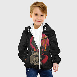 Куртка с капюшоном детская Ворона и череп, цвет: 3D-белый — фото 2