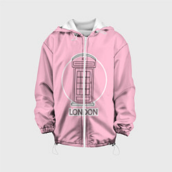 Куртка с капюшоном детская Телефонная будка, London, цвет: 3D-белый