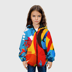 Куртка с капюшоном детская Цветы Краски Эмоции, цвет: 3D-черный — фото 2