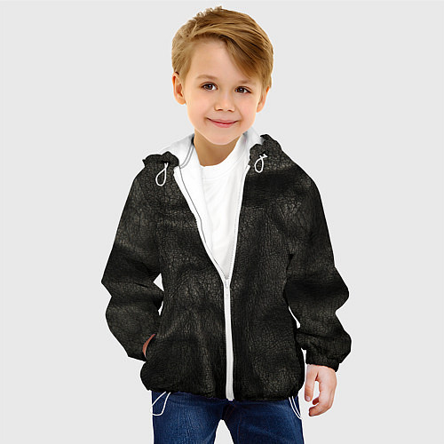 Детская куртка Черная кожа / 3D-Белый – фото 4