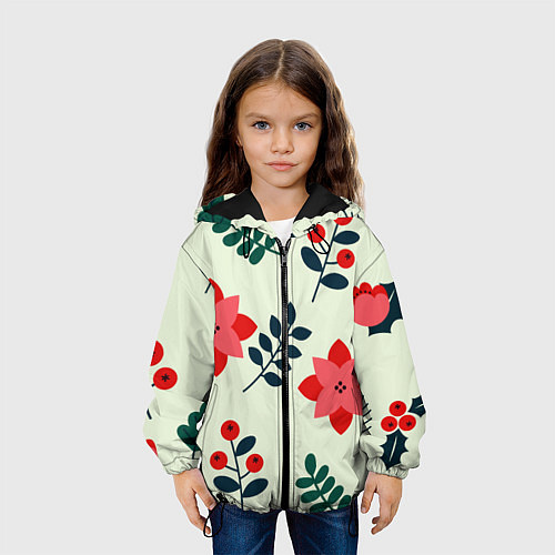 Детская куртка Цветы, ягоды, листья / 3D-Черный – фото 3